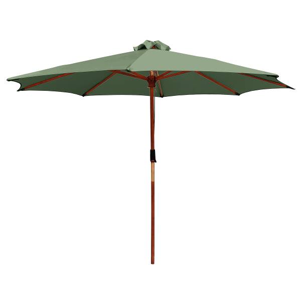Sonnenschirm Sombrilla - Eukalyptus massiv / Polyester - Salbei - Durchmesser: 300 cm