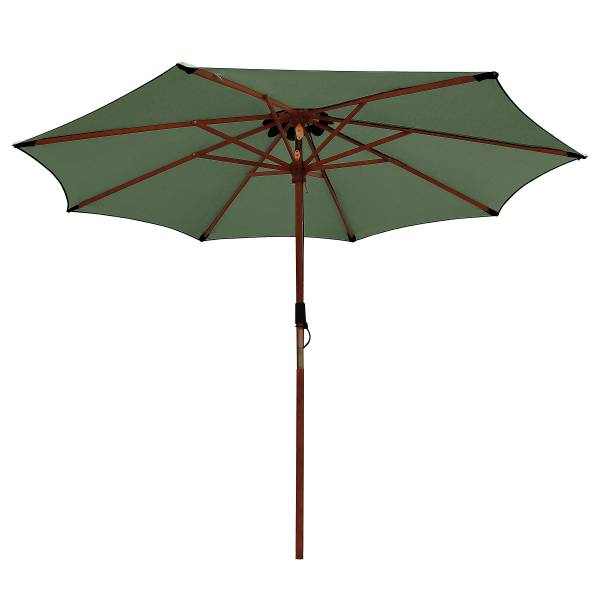 Sonnenschirm Sombrilla - Eukalyptus massiv / Polyester - Salbei - Durchmesser: 300 cm