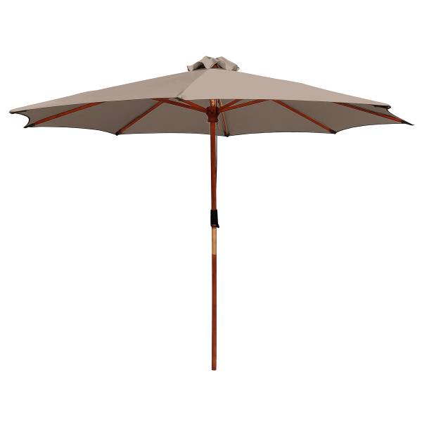 Sonnenschirm Sombrilla - Eukalyptus massiv / Polyester - Taupe - Durchmesser: 250 cm