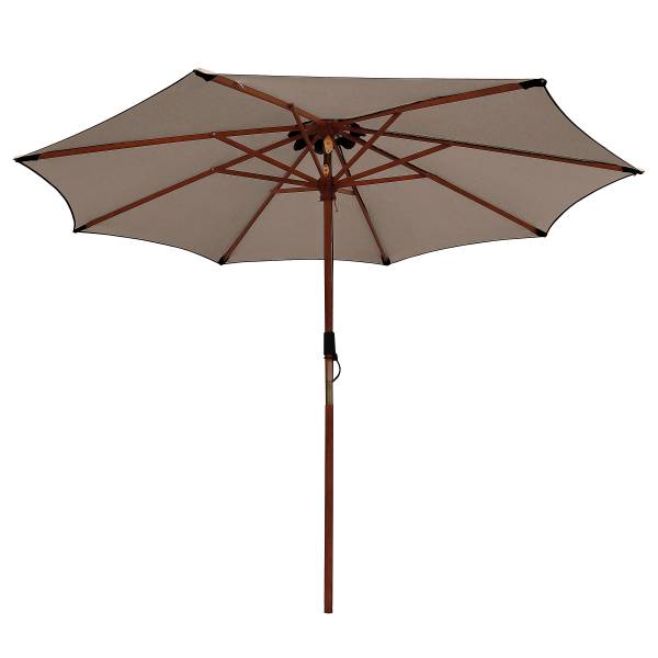 Sonnenschirm Sombrilla - Eukalyptus massiv / Polyester - Taupe - Durchmesser: 250 cm