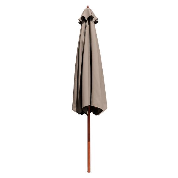 Sonnenschirm Sombrilla - Eukalyptus massiv / Polyester - Taupe - Durchmesser: 250 cm