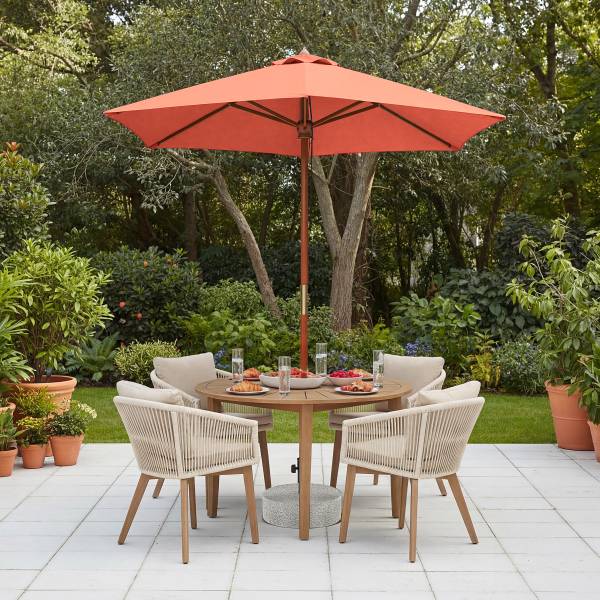 Sonnenschirm Sombrilla - Eukalyptus massiv / Polyester - Terracotta - Durchmesser: 200 cm