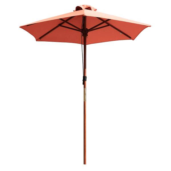 Sonnenschirm Sombrilla - Eukalyptus massiv / Polyester - Terracotta - Durchmesser: 200 cm