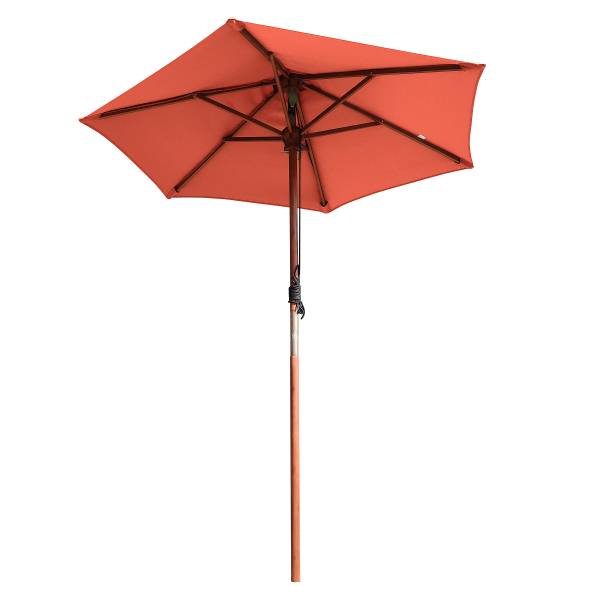 Sonnenschirm Sombrilla - Eukalyptus massiv / Polyester - Terracotta - Durchmesser: 200 cm