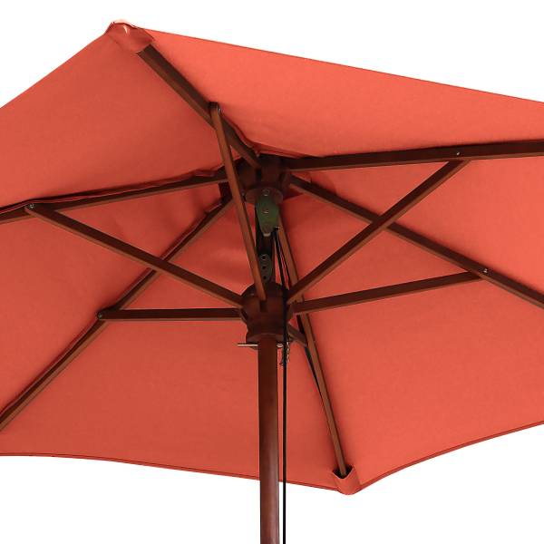 Sonnenschirm Sombrilla - Eukalyptus massiv / Polyester - Terracotta - Durchmesser: 200 cm