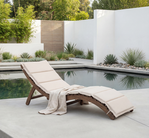 Klappbare Gartenliege Yomi - Akazie massiv / Webstoff - Beige