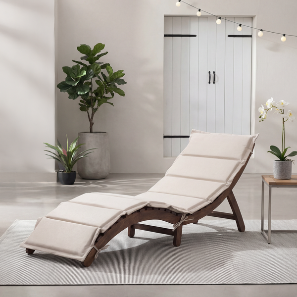 Klappbare Gartenliege Yomi - Akazie massiv / Webstoff - Beige