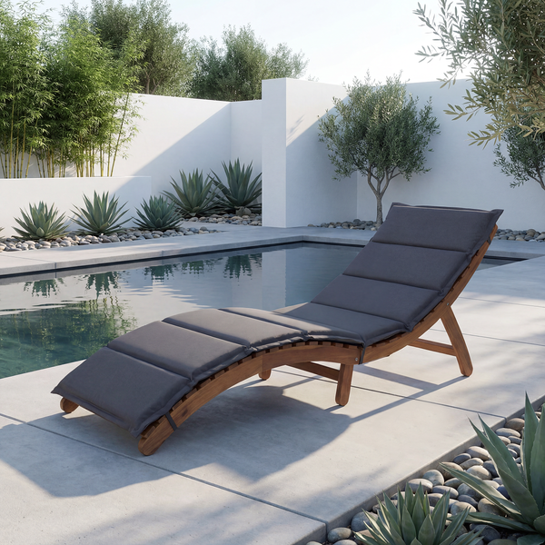 Klappbare Gartenliege Yomi - Akazie massiv / Webstoff - Anthrazit