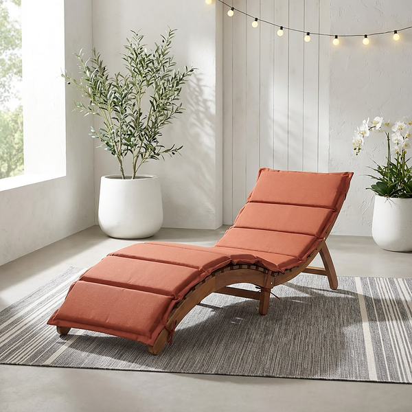 Klappbare Gartenliege Yomi - Akazie massiv / Webstoff - Terracotta