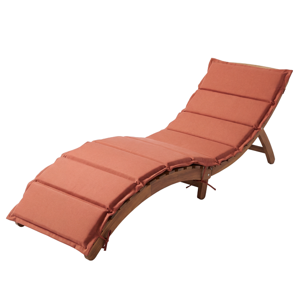 Klappbare Gartenliege Yomi - Akazie massiv / Webstoff - Terracotta