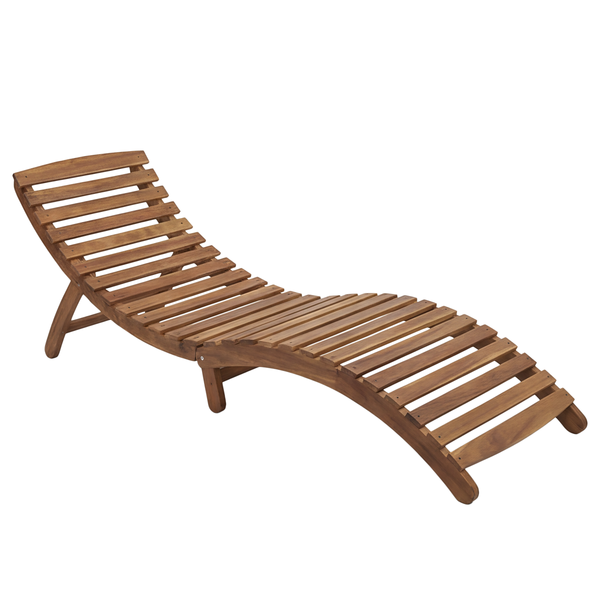 Klappbare Gartenliege Yomi - Akazie massiv / Webstoff - Terracotta