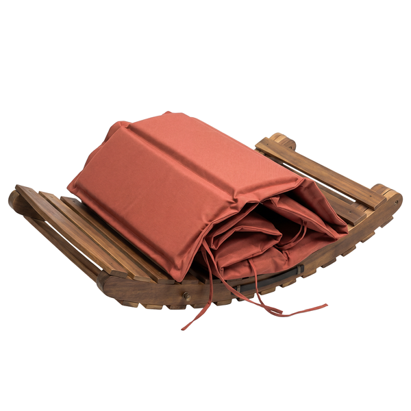 Klappbare Gartenliege Yomi - Akazie massiv / Webstoff - Terracotta