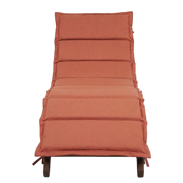 Klappbare Gartenliege Yomi - Akazie massiv / Webstoff - Terracotta