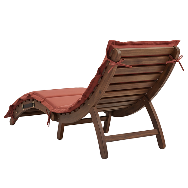 Klappbare Gartenliege Yomi - Akazie massiv / Webstoff - Terracotta