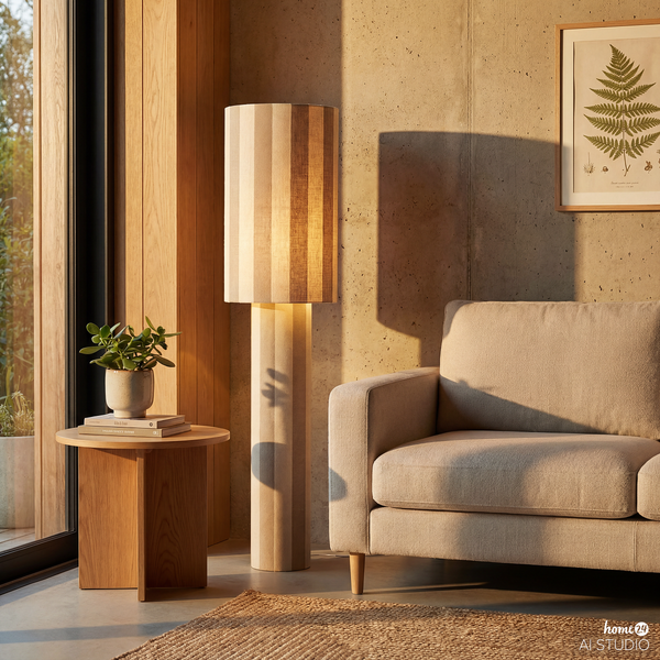 Stehleuchte NUVIO - Eisen / Textil - 1-flammig - Beige