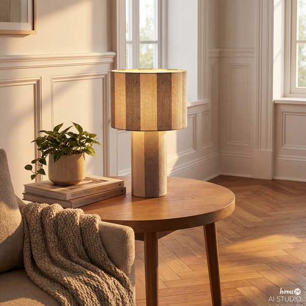 Tischleuchte Nuvio - Eisen / Leinen - 1-flammig - Beige