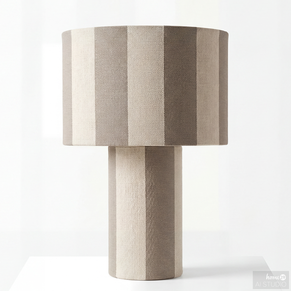 Tischleuchte Nuvio - Eisen / Leinen - 1-flammig - Beige