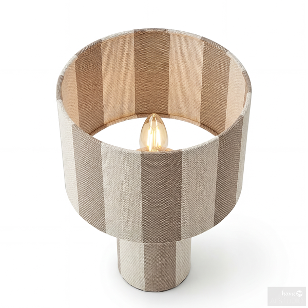 Tischleuchte Nuvio - Eisen / Leinen - 1-flammig - Beige