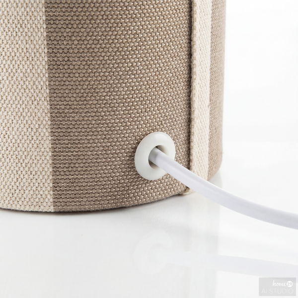 Tischleuchte Nuvio - Eisen / Leinen - 1-flammig - Beige
