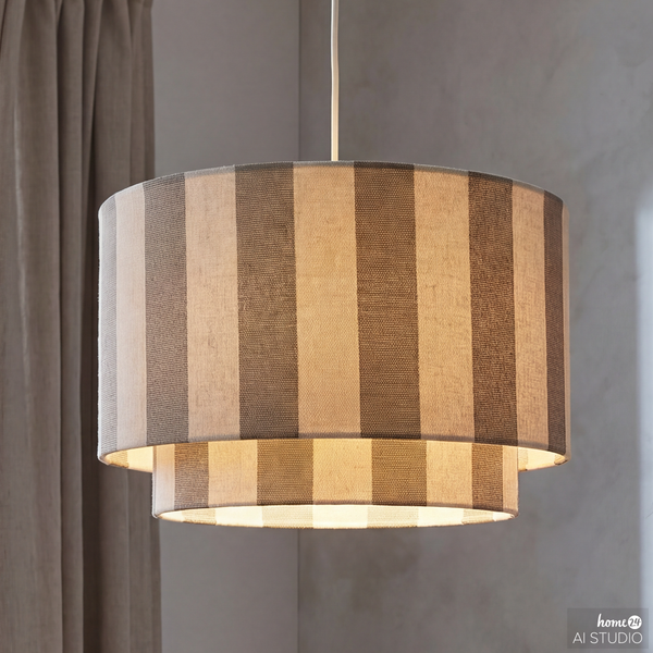 Pendelleuchte SELEN - Eisen / Textil - 1-flammig - Beige