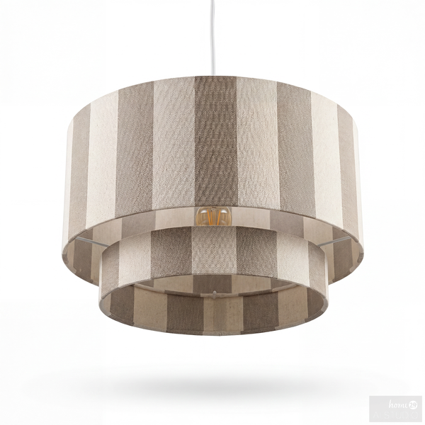 Pendelleuchte SELEN - Eisen / Textil - 1-flammig - Beige