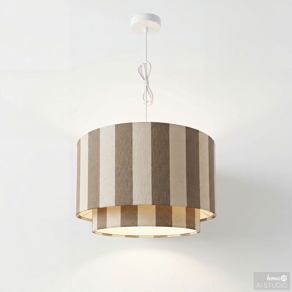 Pendelleuchte SELEN - Eisen / Textil - 1-flammig - Beige