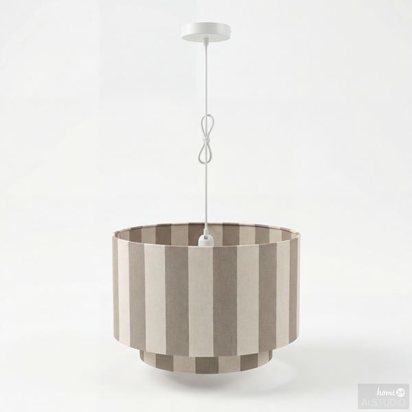 Pendelleuchte SELEN - Eisen / Textil - 1-flammig - Beige
