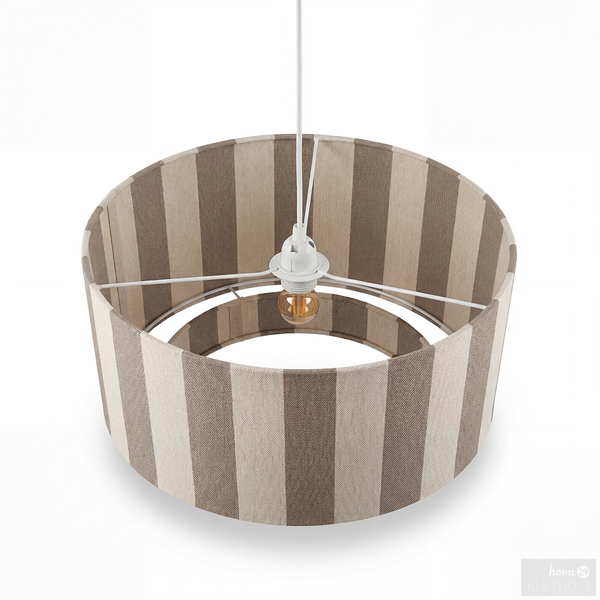 Pendelleuchte SELEN - Eisen / Textil - 1-flammig - Beige