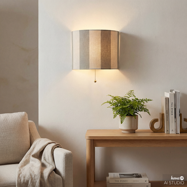 Wandleuchte Nuvio - Eisen / Leinen - 1-flammig - Beige