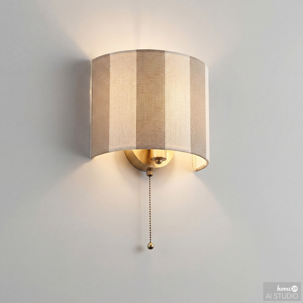 Wandleuchte Nuvio - Eisen / Leinen - 1-flammig - Beige