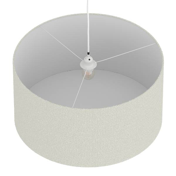 Pendelleuchte YARO - Eisen / Textil - 1-flammig - Beige - Durchmesser: 50 cm