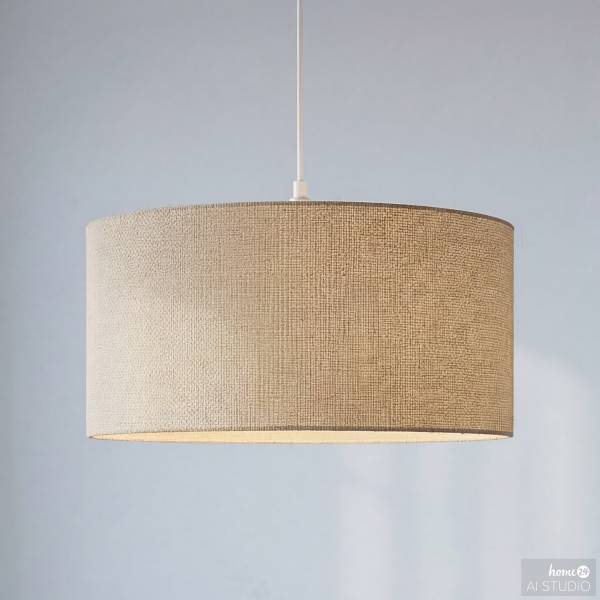 Pendelleuchte YARO - Eisen / Textil - 1-flammig - Beige - Durchmesser: 50 cm