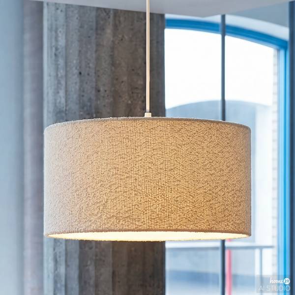 Pendelleuchte YARO - Eisen / Textil - 1-flammig - Beige - Durchmesser: 40 cm