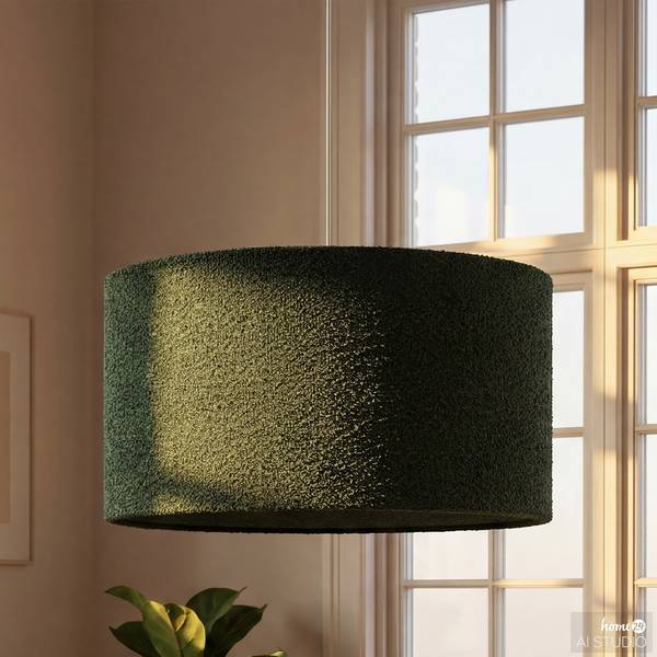 Pendelleuchte YARO - Eisen / Textil - 1-flammig - Grün - Durchmesser: 50 cm