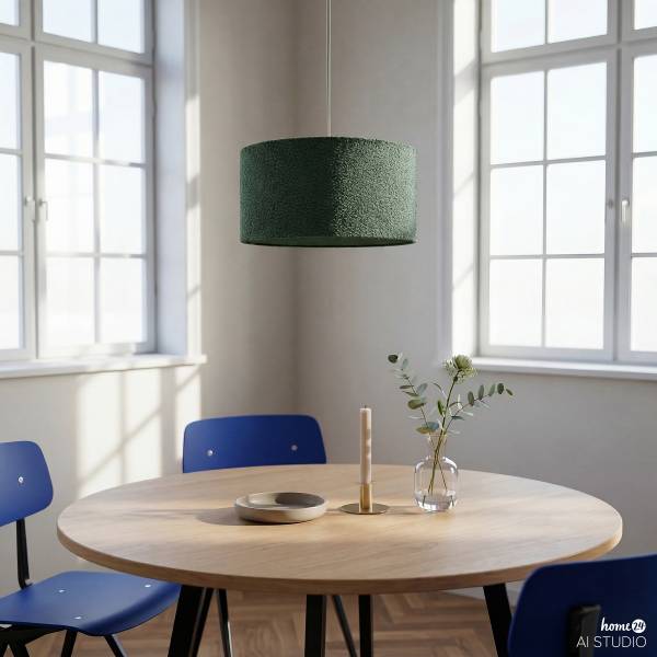 Pendelleuchte YARO - Eisen / Textil - 1-flammig - Grün - Durchmesser: 50 cm