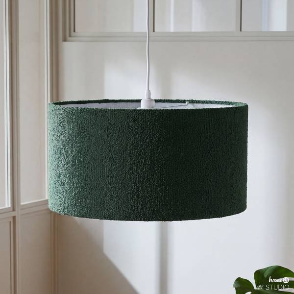 Pendelleuchte YARO - Eisen / Textil - 1-flammig - Grün - Durchmesser: 50 cm