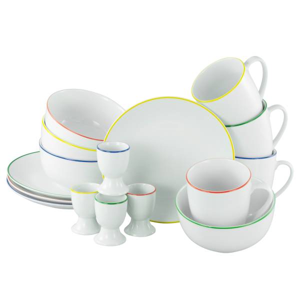 Frühstücksset Luna Color Line - Porzellan - Weiß / Mehrfarbig