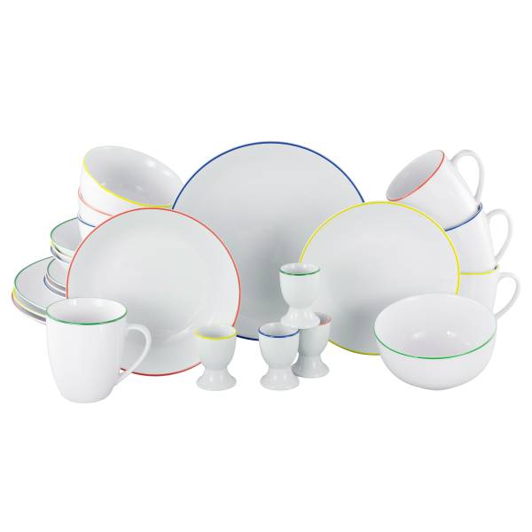 Kombiservice Luna Color Line - Porzellan - Weiß / Mehrfarbig - 24-teilig