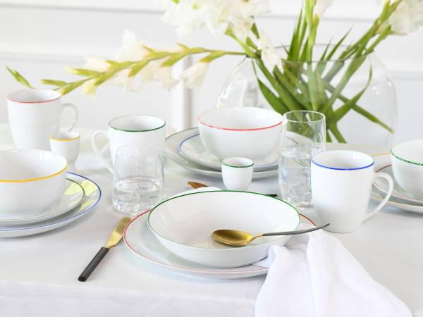 Kombiservice Luna Color Line - Porzellan - Weiß / Mehrfarbig - 24-teilig