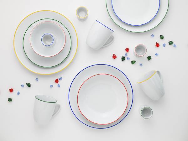 Kombiservice Luna Color Line - Porzellan - Weiß / Mehrfarbig - 24-teilig