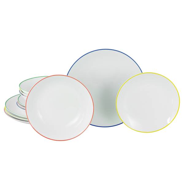 Tafelservice Luna Color Line - Porzellan - Weiß / Mehrfarbig