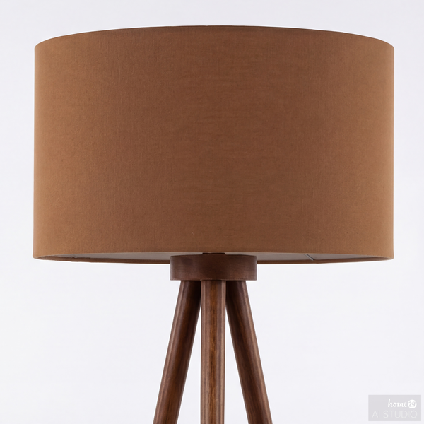 Stehleuchte Lunix - Pinie massiv / Textil - 1-flammig - Taupe
