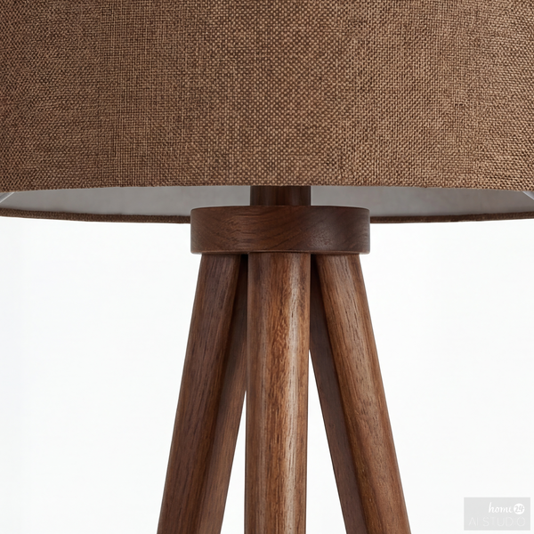 Stehleuchte Lunix - Pinie massiv / Textil - 1-flammig - Taupe