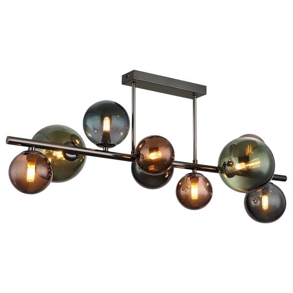 LED-Deckenleuchte Wyral - Farbglas / Eisen - 9-flammig