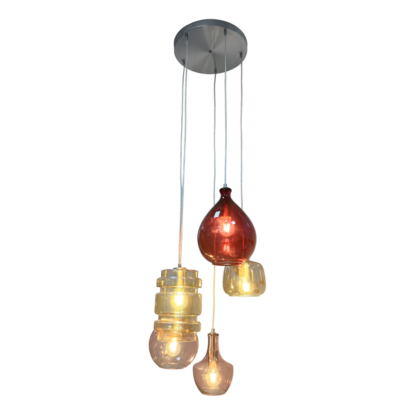 Pendelleuchte GLOWIN - Farbglas / Eisen - 5-flammig - Multicolor