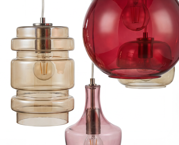 Pendelleuchte GLOWIN - Farbglas / Eisen - 5-flammig - Multicolor