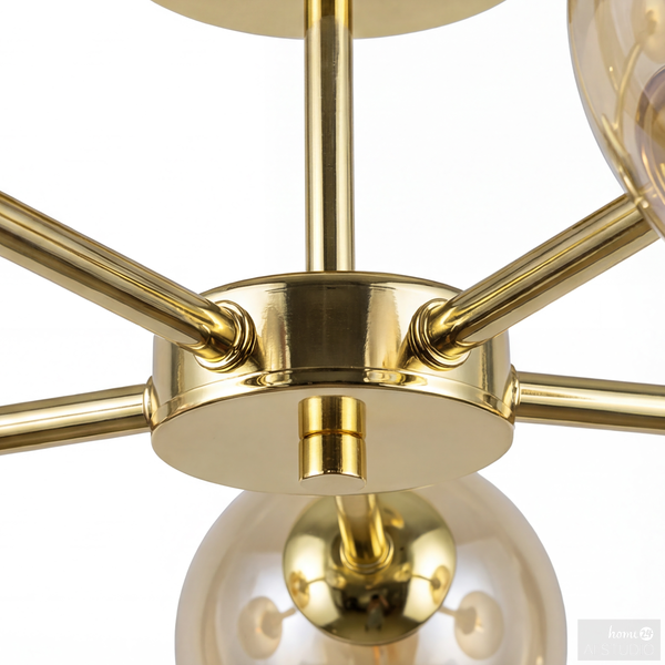 Deckenleuchte Ilumo - Farbglas / Eisen - 5-flammig - Beige / Gold