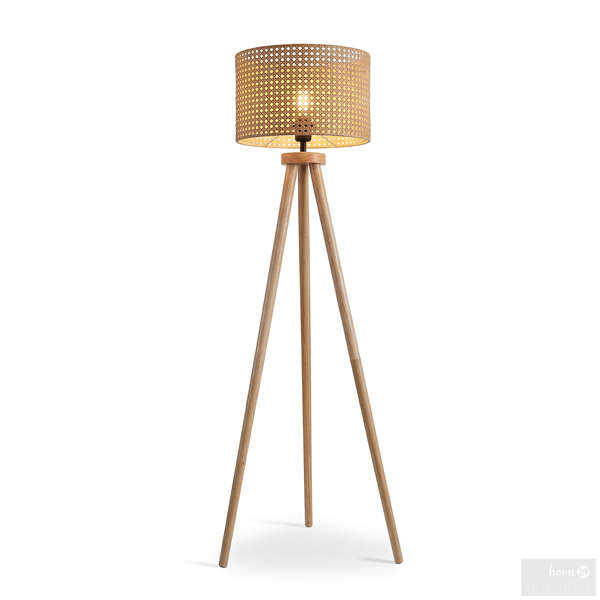 Stehleuchte FLEXO - Kiefer massiv / Rattan - 1-flammig
