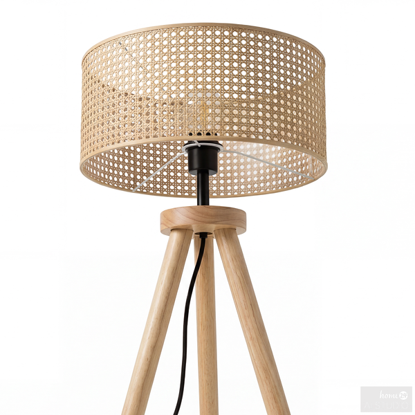 Stehleuchte FLEXO - Kiefer massiv / Rattan - 1-flammig