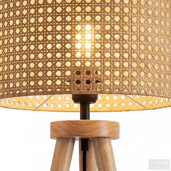 Stehleuchte FLEXO - Kiefer massiv / Rattan - 1-flammig